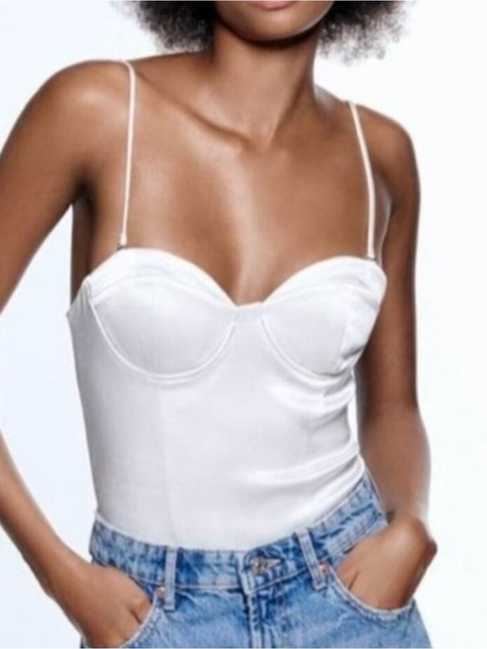 Zara White Bustier Camisole with Thin Straps